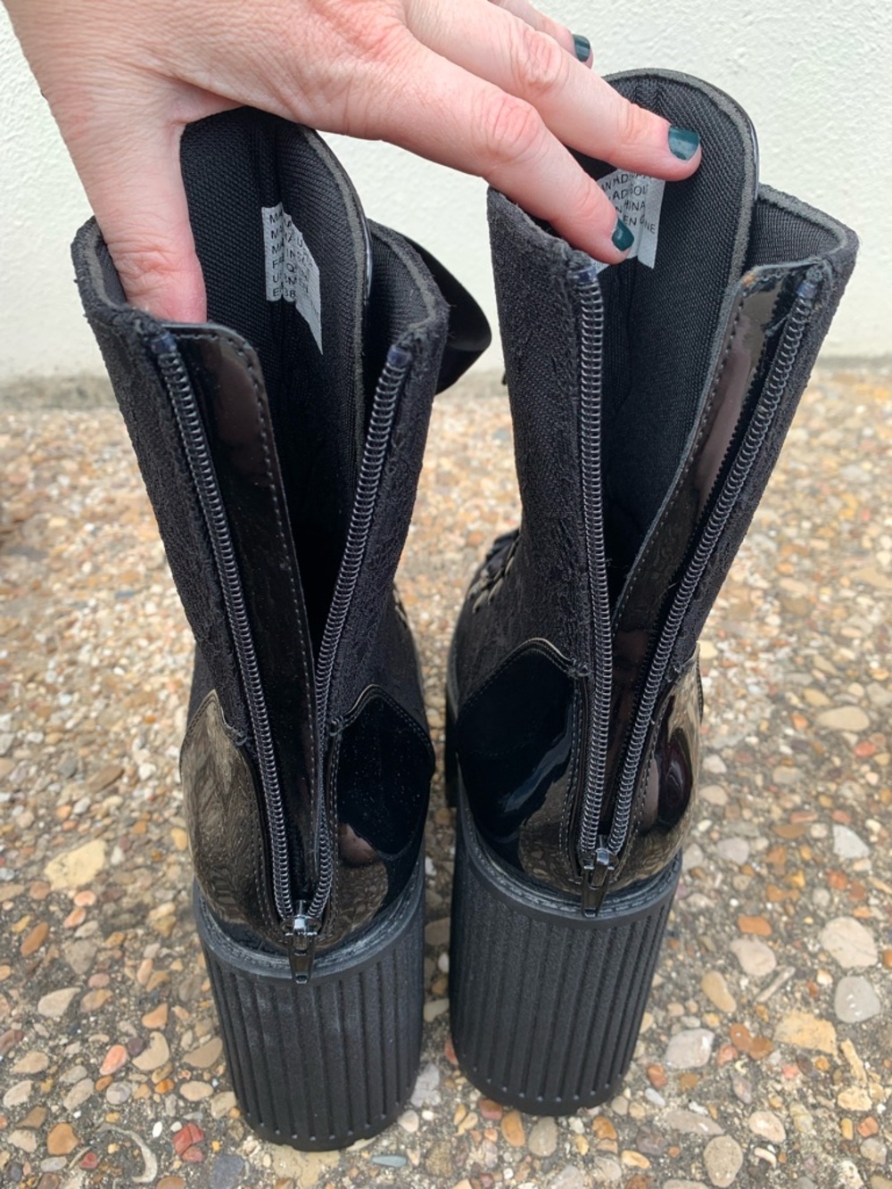 STRANGE CVLT Pandora Fabric Lace Black Boots, 8 - Picture 7 of 16